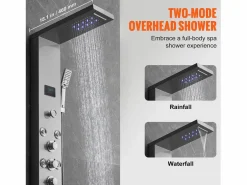 Sistema de panel de ducha de acero inoxidable con 6 modos, sistema de torre de panel de ducha SucceBuy, LED Hydropower Plateado Discount