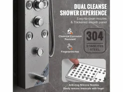 Sistema de panel de ducha de acero inoxidable con 6 modos, sistema de torre de panel de ducha SucceBuy, LED Hydropower Plateado Discount