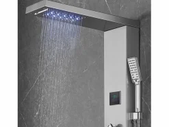 Sistema de panel de ducha de acero inoxidable con 6 modos, sistema de torre de panel de ducha SucceBuy, LED Hydropower Plateado Discount
