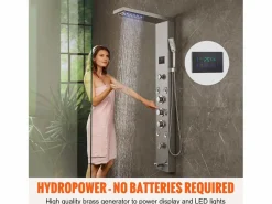 Sistema de Torre de Panel de Ducha SucceBuy, Conjunto de Ducha Acero Inoxidable, con 6 Modos, Pantalla LED Plateado Outlet
