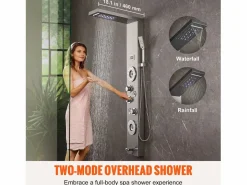 Sistema de Torre de Panel de Ducha SucceBuy, 6 Modos, LED y Pantalla Digital, Acero Inoxidable con Efecto de Lluvia Plateado Best