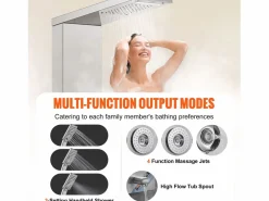 Sistema de Torre de Panel de Ducha SucceBuy, 6 Modos, LED y Pantalla Digital, Acero Inoxidable con Efecto de Lluvia Plateado Best