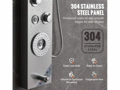 Sistema de Torre de Panel de Ducha SucceBuy, 6 Modos, LED y Pantalla Digital, Acero Inoxidable con Efecto de Lluvia Plateado Best