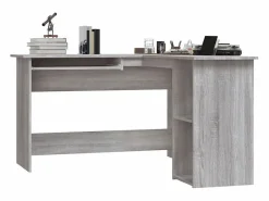 Garden Furniture Skive Escritorio de esquina madera contrachapada 120x140x75 cm Gris Outlet