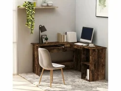 Skive Escritorio esquina madera contrachapada roble humo 120x140x75cm^Garden Furniture Best