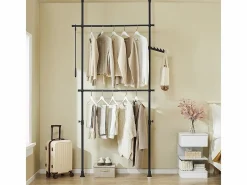 Sobuy Mueble Perchero|Armario Ropero Metálico con Estantes Gris