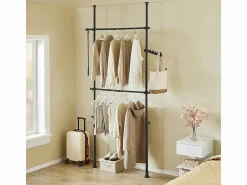 Sobuy Mueble Perchero|Armario Ropero Metálico con Estantes Gris