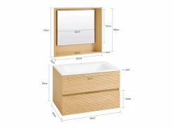 BZR198-N Conjunto de Muebles de baño 2 piezas Armario Colgante + Espejo^Sobuy