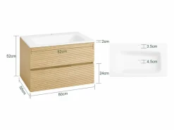 BZR198-N Conjunto de Muebles de baño 2 piezas Armario Colgante + Espejo^Sobuy