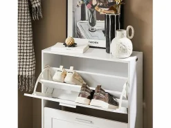 Sobuy Zapatero|Mueble De Almacenaje|FSR137-W Zapatero estrecho con 2 Solapas 60 x 25 x 80 cm