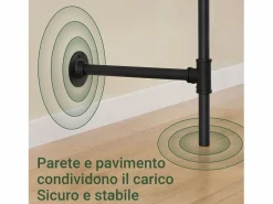 perchero industrial de pared con 3 barras y estantes de MDF, armario abierto^Sobuy New