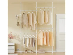 Sobuy Perchero Telescópico de Pie 62x62x200cm Funcional KLS03-II-W Blanco New
