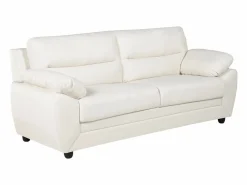 Vente-unique Sofá 3 + 2 plazas de piel sintética en color MANOA Blanco Clearance