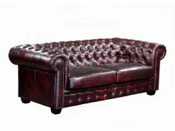 LINEA SOFA Conjunto Sofá Y Sillón|Sofá 3+2+1 chesterfield 100% piel color cereza BRENTON