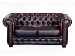 LINEA SOFA Conjunto Sofá Y Sillón|Sofá 3+2+1 chesterfield 100% piel color cereza BRENTON
