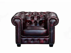 LINEA SOFA Conjunto Sofá Y Sillón|Sofá 3+2+1 chesterfield 100% piel color cereza BRENTON