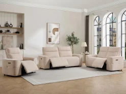 Sofá 3 plazas, 2 plazas y sillón relax eléctrico en chenilla SCAMOCO^Vente-unique