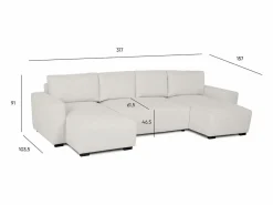 Sofá 5 Plazas - Chaise Longue con Cama Panorámica (317 x 157 x 91 cm) - JORDAN Beige Clearance