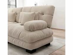 DripeX Sofá 2 plazas - con 4 cojines - estructura madera maciza + tejido felpa - 220x77x81cm Beige