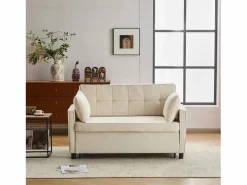 Sofá Relax|Sofá 2 plazas - Sofá de salón con respaldo regulable y función cama nido - 2 cojines y reposabrazos - chenilla
