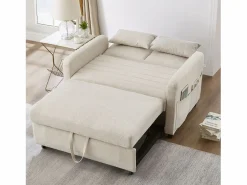 Sofá 2 plazas - Sofá lounge con función extraíble y dos cojines - respaldo regulable - tejido de algodón y lino^ Best