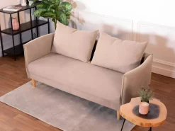 Sofá - 3 Plazas|Sofá De Tela|Sofá 3 Plazas Camel - Tejido de Poliéster (187 x 62 x 93 cm) - MELANIE
