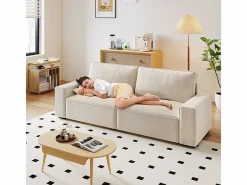 DripeX Sofá Escandinavo|Sofá 3 plazas chenilla - con reposabrazos anchos - 220 x 83 x 88 cm
