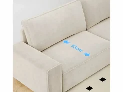 DripeX Sofá Escandinavo|Sofá 3 plazas chenilla - con reposabrazos anchos - 220 x 83 x 88 cm