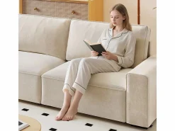 DripeX Sofá Escandinavo|Sofá 3 plazas chenilla - con reposabrazos anchos - 220 x 83 x 88 cm