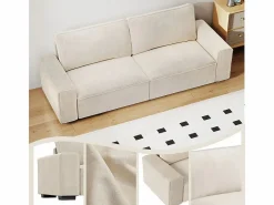 DripeX Sofá Escandinavo|Sofá 3 plazas chenilla - con reposabrazos anchos - 220 x 83 x 88 cm