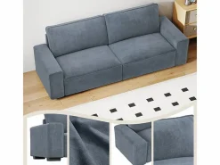 DripeX Sofá 3 plazas chenilla - con reposabrazos anchos - 220 x 83 x 88 cm Gris Sale