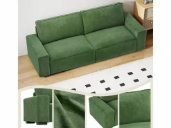 Sofá 3 plazas chenilla - con reposabrazos anchos - 220 x 83 x 88 cm^DripeX Outlet