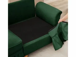 DripeX Sofá 3 Plazas Chenille Mid-Century, Funda Extraíble y 3 Cojines, 272x83.5x93cm, Verde New