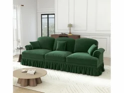 DripeX Sofá 3 Plazas Chenille Mid-Century, Funda Extraíble y 3 Cojines, 272x83.5x93cm, Verde New