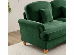 DripeX Sofá 3 Plazas Chenille Mid-Century, Funda Extraíble y 3 Cojines, 272x83.5x93cm, Verde New