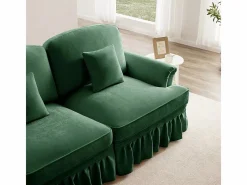 DripeX Sofá 3 Plazas Chenille Mid-Century, Funda Extraíble y 3 Cojines, 272x83.5x93cm, Verde New