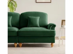 DripeX Sofá 3 Plazas Chenille Mid-Century, Funda Extraíble y 3 Cojines, 272x83.5x93cm, Verde New