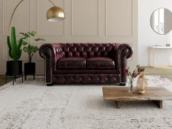 LINEA SOFA Todos Los Sofás|Sofás Chesterfield|Sofá 2 plazas chesterfield 100% piel color cereza BRENTON
