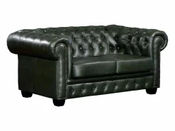 LINEA SOFA Todos Los Sofás|Sofás Chesterfield|Sofá 2 plazas chesterfield 100% piel color verde BRENTON