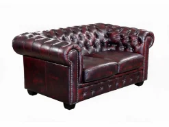 Sofá 3+2 plazas chesterfield 100% piel cereza BRENTON^Vente-unique Hot