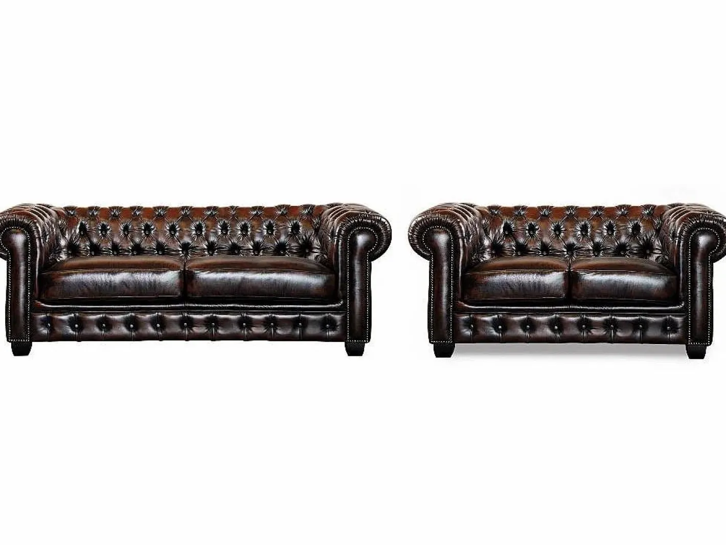 LINEA SOFA Todos Los Sofás|Sofás Chesterfield|Sofá 3 plazas chesterfield 100% piel marrón BRENTON