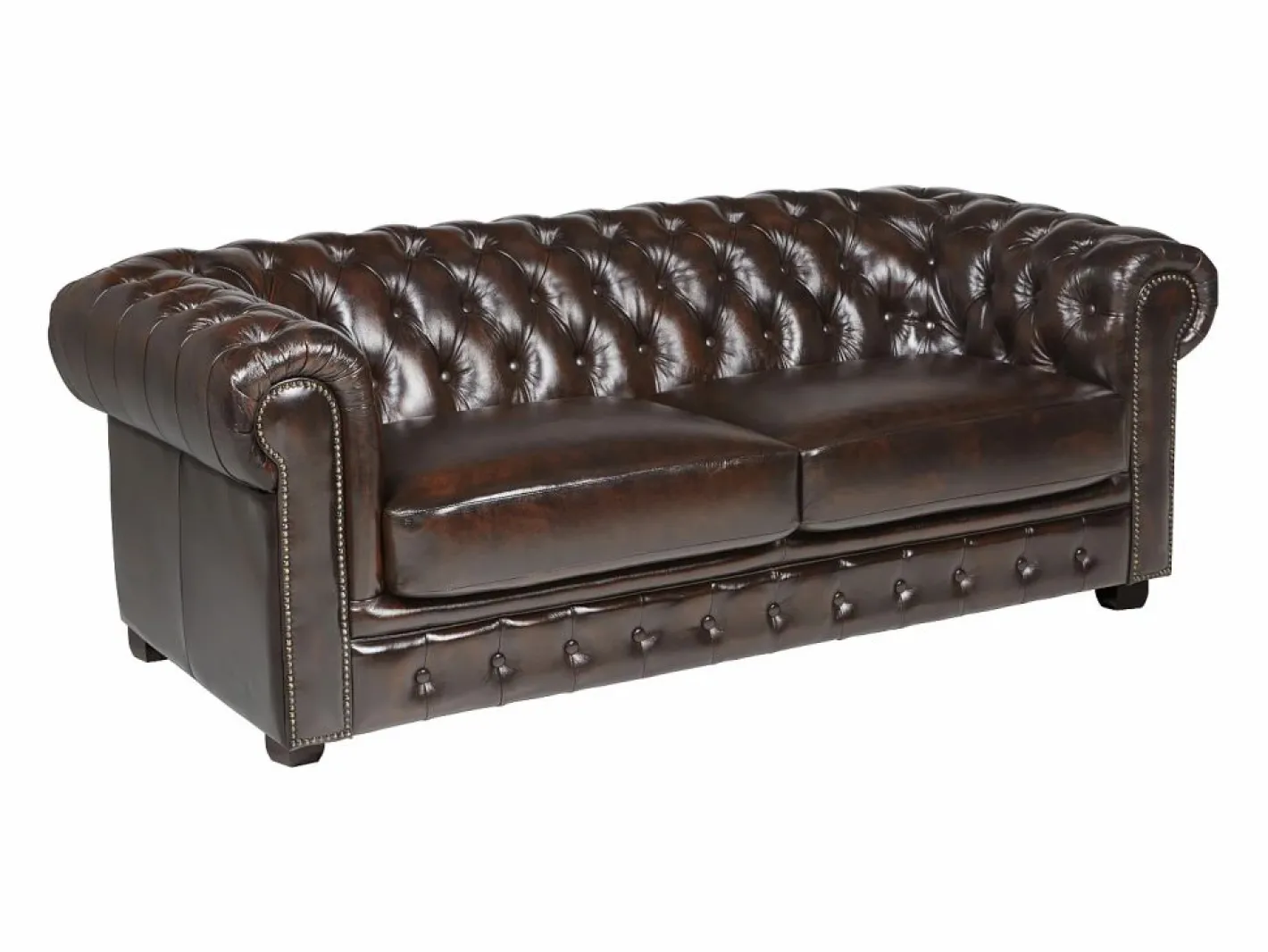 LINEA SOFA Todos Los Sofás|Sofás Chesterfield|Sofá 3 plazas chesterfield 100% piel marrón BRENTON