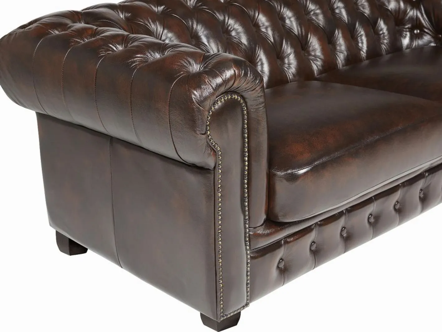 LINEA SOFA Todos Los Sofás|Sofás Chesterfield|Sofá 3 plazas chesterfield 100% piel marrón BRENTON
