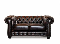 Vente-unique Sofá 3+2 plazas chesterfield 100% piel marrón BRENTON Marru00f3n chocolate Best