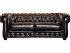 Vente-unique Sofá 3+2 plazas chesterfield 100% piel marrón BRENTON Marru00f3n chocolate Best