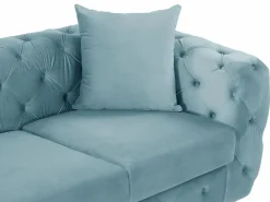 Sofá 2 plazas chéster de terciopelo azul pastel y patas de metal EDWINA^Vente-unique Online