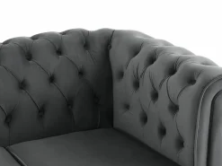 Vente-unique Sofá 3 plazas convertible de terciopelo CHESTERFIELD Gris antracita Hot