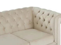 Vente-unique Sofás Chesterfield|Sofá 3 plazas convertible de terciopelo CHESTERFIELD