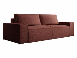 Vente-unique Sofá 4 plazas convertible en chenilla color burdeos AMELIA Granate Discount