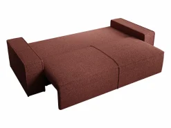 Vente-unique Sofá 4 plazas convertible en chenilla color burdeos AMELIA Granate Discount